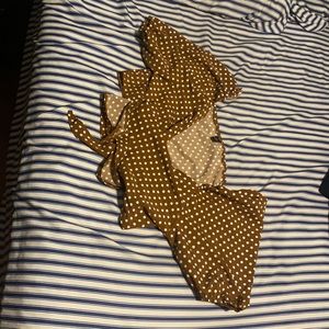 Plus size Rib-Knit Tie Front crop top Polka dots